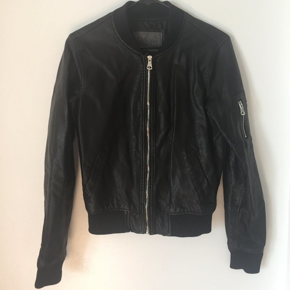 Faux Leather Bomber Jacket